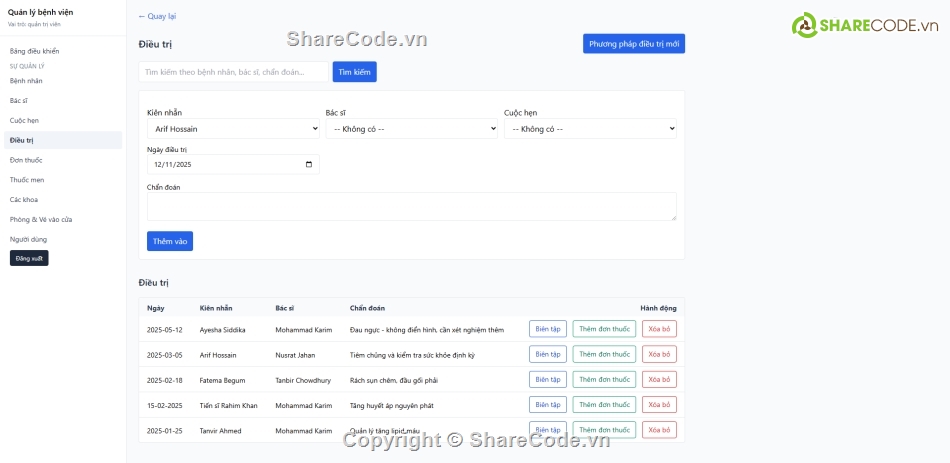Hệ thống quản lý,quản lý,website quản lý bệnh viện