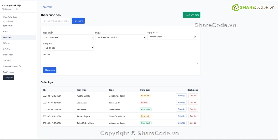 Hệ thống quản lý,quản lý,website quản lý bệnh viện