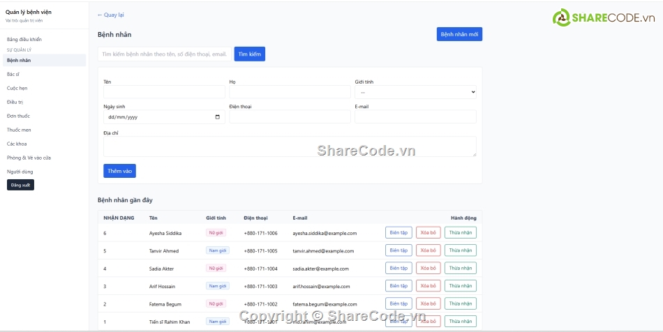 Hệ thống quản lý,quản lý,website quản lý bệnh viện