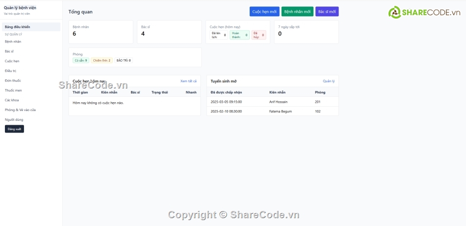 Hệ thống quản lý,quản lý,website quản lý bệnh viện