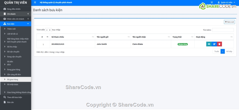 chuyển phát nhanh,Hệ thống quản lý,quản lý chuyển phát nhanh