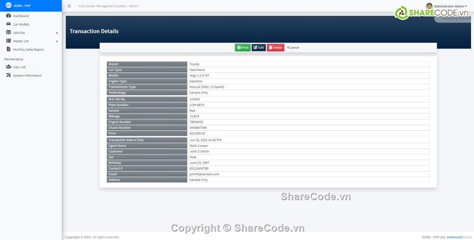 quản lý,quản lý đại lý,quản lý ô tô