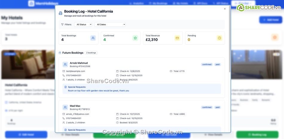 đặt phòng khách sạn,quản lý đặt phòng khách sạn,quản lý phòng khách sạn