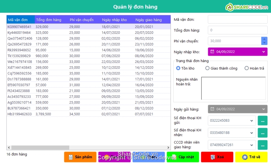 Hệ thống quản lý,giao hàng,quản lý giao dịch,dịch vụ