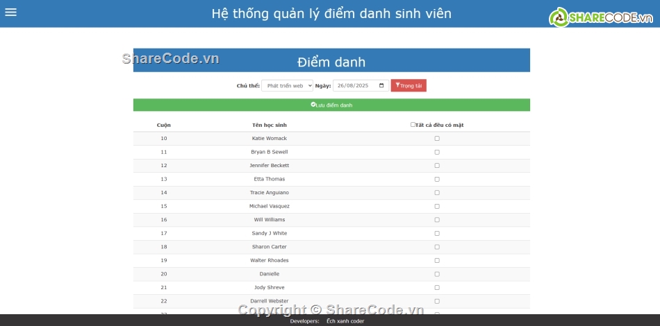 php,Hệ thống quản lý,quản lý php,điểm danh