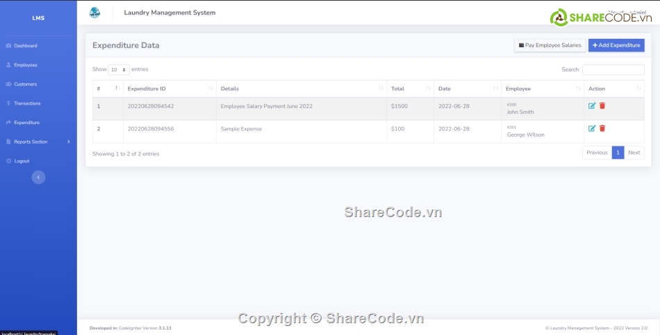 Code quản lý,Hệ thống quản lý,quản lý giặt là