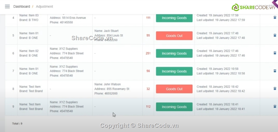Code quản lý,quản lý,Hệ thống quản lý,Code quản lý kho