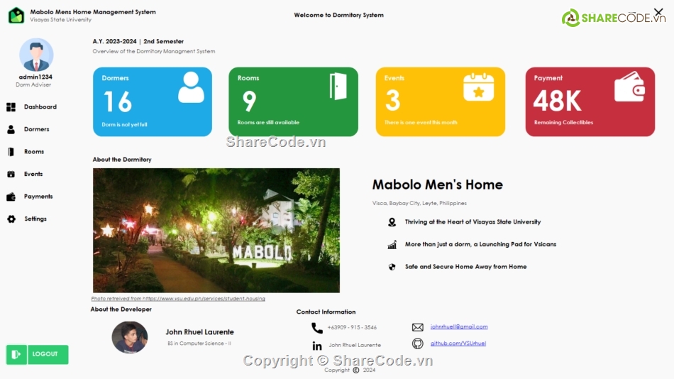 quản lý,quản lý ký túc xá,Hệ thống quản lý