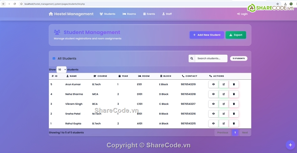 quản lý ký túc,quản lý ký túc xá,Hệ thống quản lý