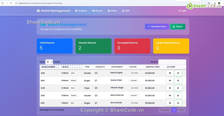 quản lý ký túc,quản lý ký túc xá,Hệ thống quản lý