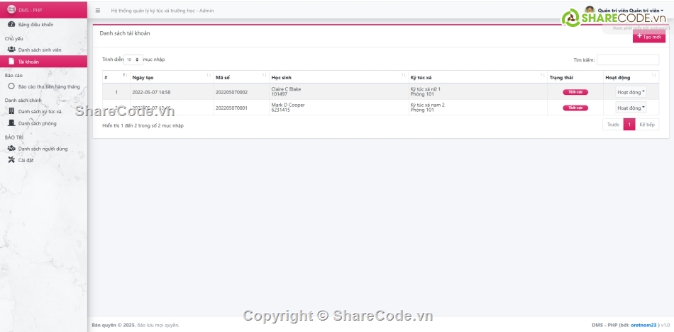 trường học,OOP,quản lý ký túc xá
