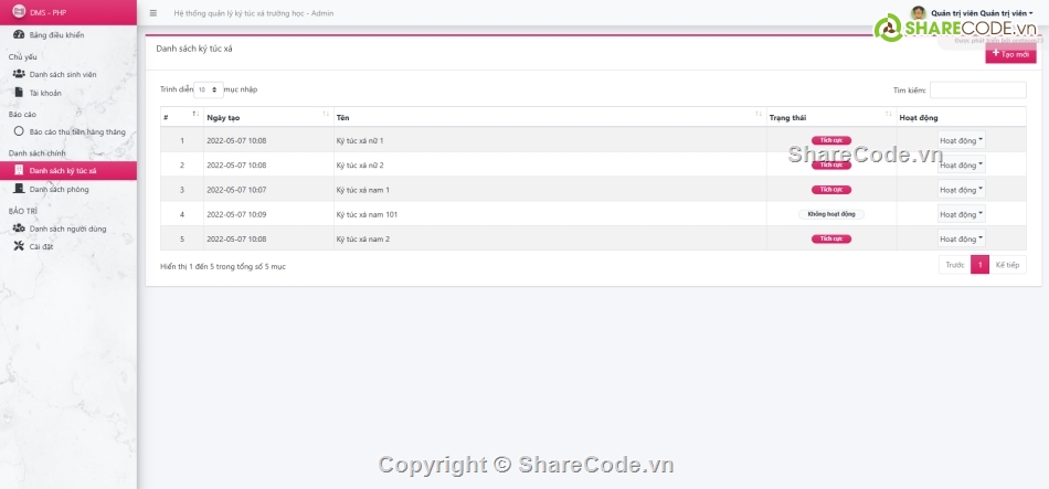 trường học,OOP,quản lý ký túc xá