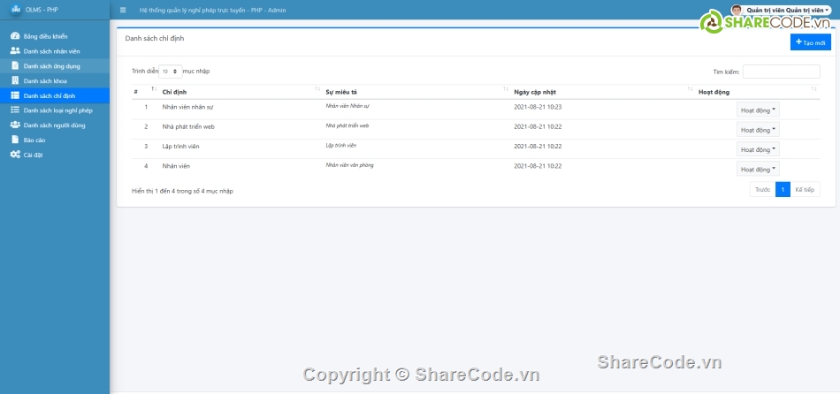 quản lý nghỉ phép,Hệ thống quản lý,quản lý