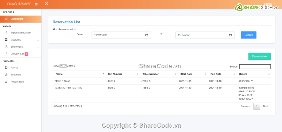 Code quản lý,nhà hàng,Hệ thống quản lý