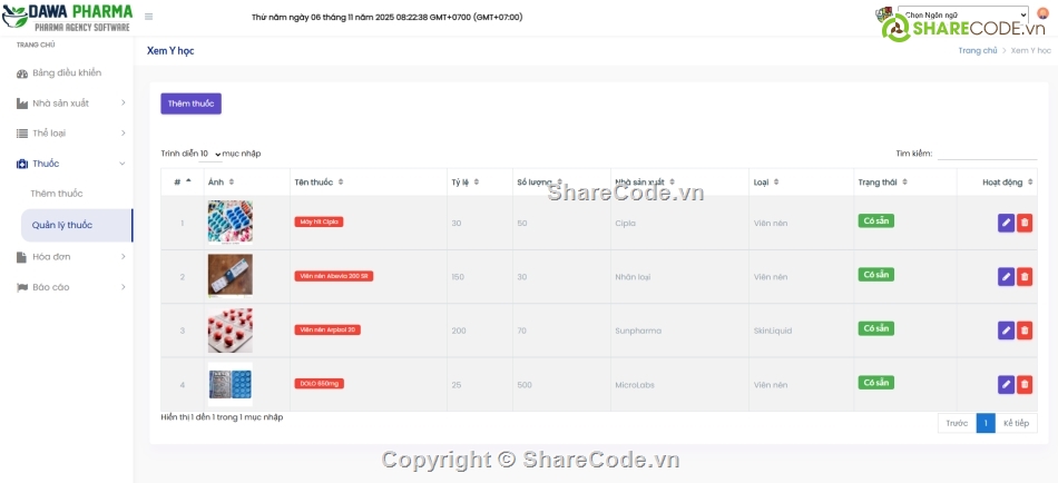 quản lý nhà thuốc,quản lý thuốc,Hệ thống quản lý