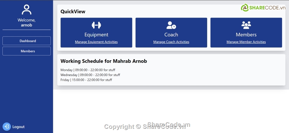 quản lý,Hệ thống quản lý,quản lý phòng gym