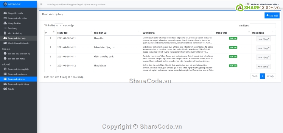 Hệ thống quản lý,Quản lý phụ tùng,Hệ thống hố sơ