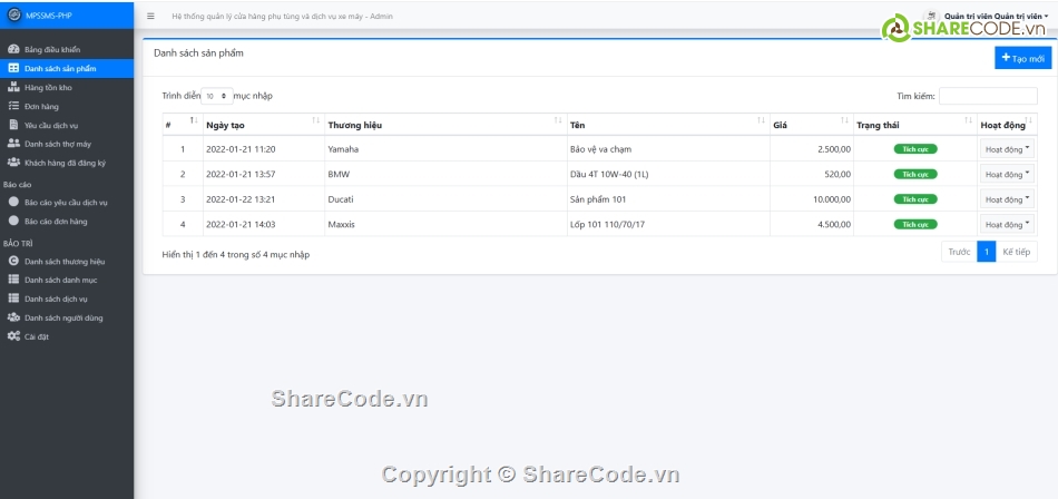 Hệ thống quản lý,Quản lý phụ tùng,Hệ thống hố sơ