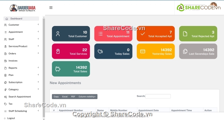 php,giao diện quản lý,quản lý hệ thống,salon