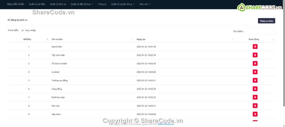 Hệ thống quản lý,sự kiện,quản lý sự kiện