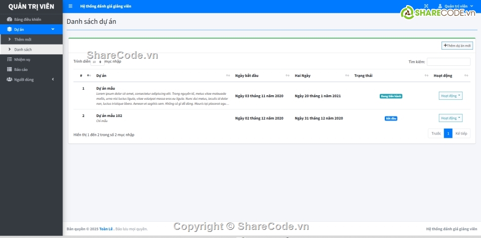 quản lý,Hệ thống quản lý,website quản lý tác vụ