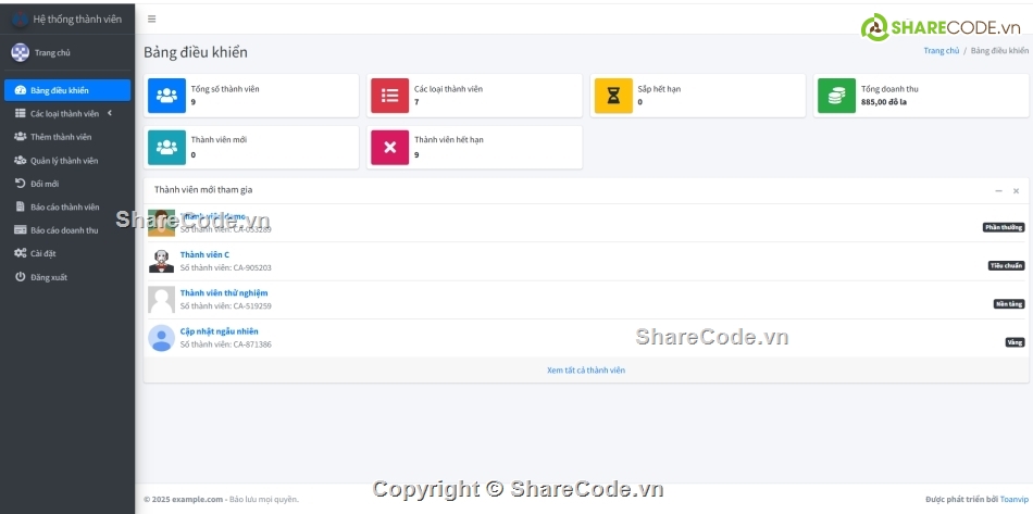Hệ thống quản lý,quản lý thành viên,code quản lý thành viên