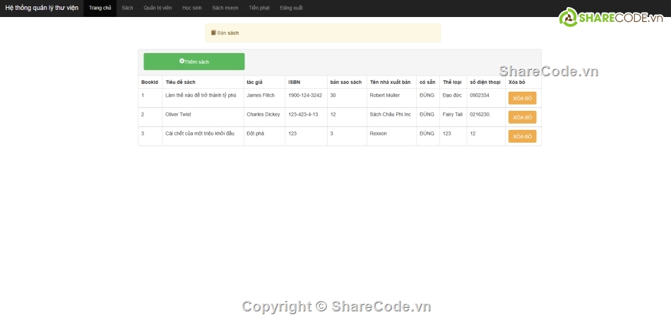 Thư viện,PHP và MySQL,MySQL Quản lý thư viện