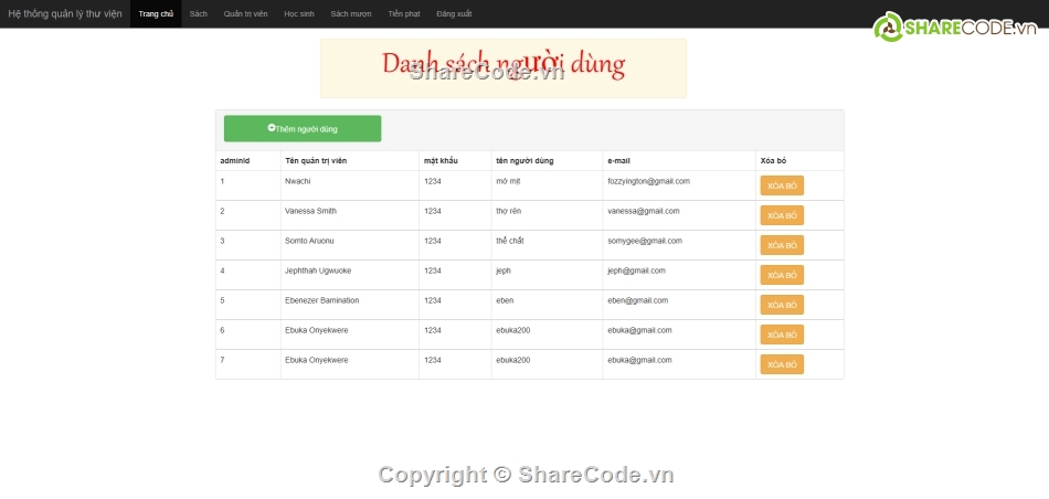 Thư viện,PHP và MySQL,MySQL Quản lý thư viện