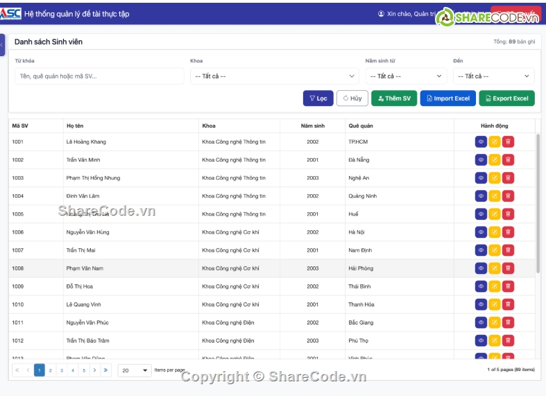 quản lý,thực tập,Hệ thống quản lý