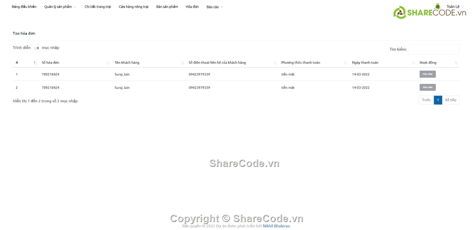 trang quản lý,quản lý hệ thống,quản lý trang trại