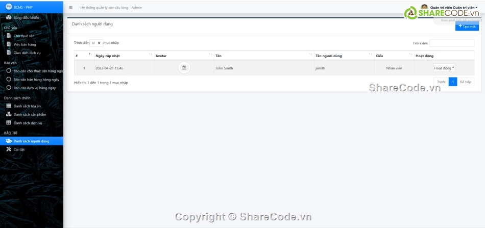 Hệ thống quản lý,OOP,cầu lông