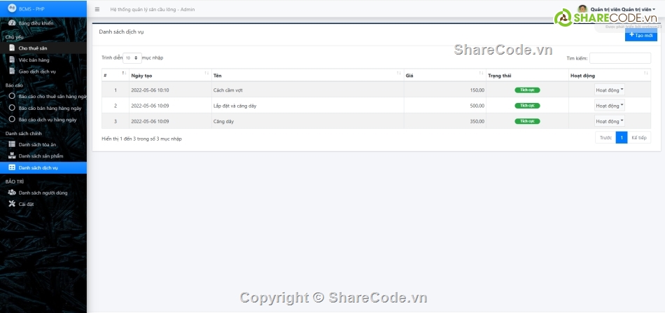 Hệ thống quản lý,OOP,cầu lông