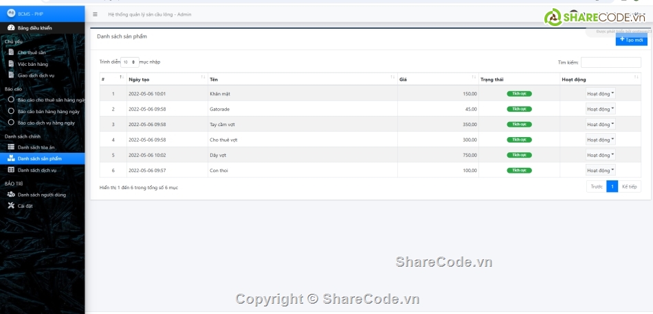 Hệ thống quản lý,OOP,cầu lông