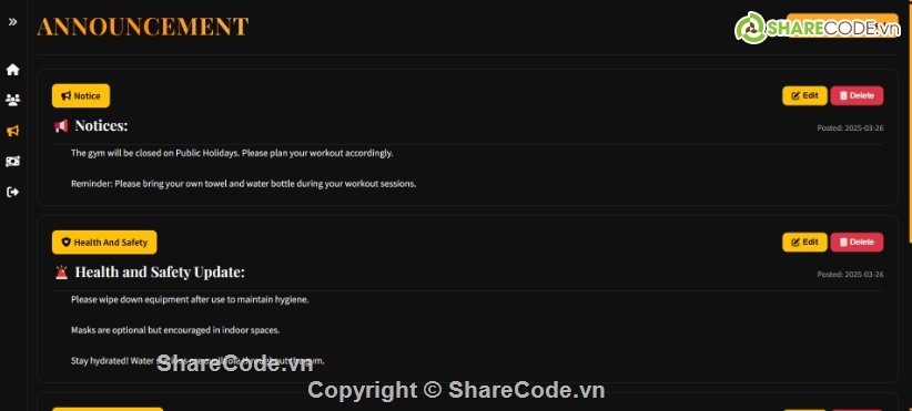 trung tâm,thể hình,Hệ thống quản lý