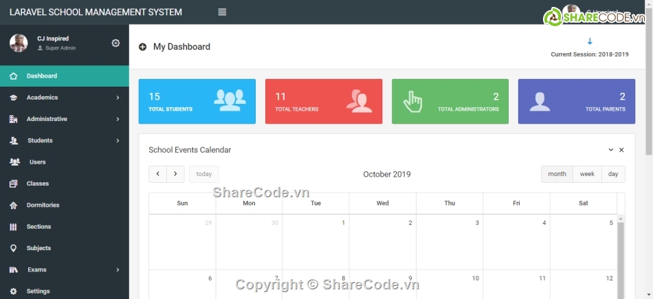 trường học,Laravel,quản lý