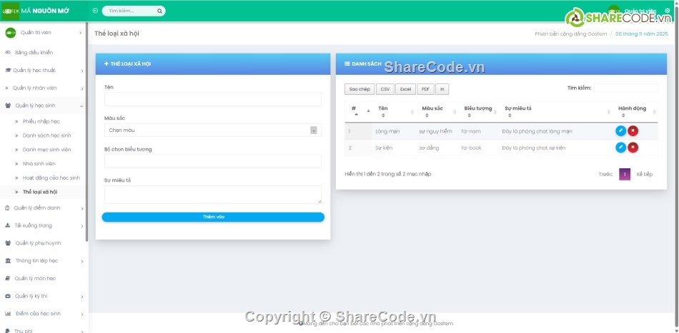 trường học,codeigniter,code quản lý trường học