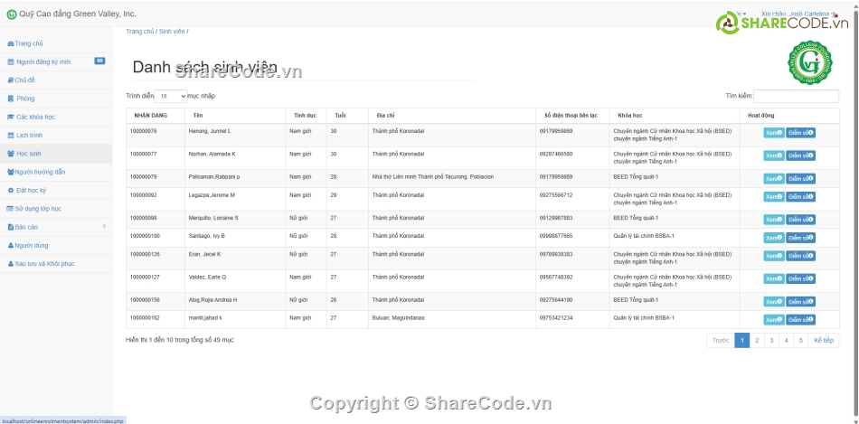 quản lý,Hệ thống quản lý,quản lý sinh viên