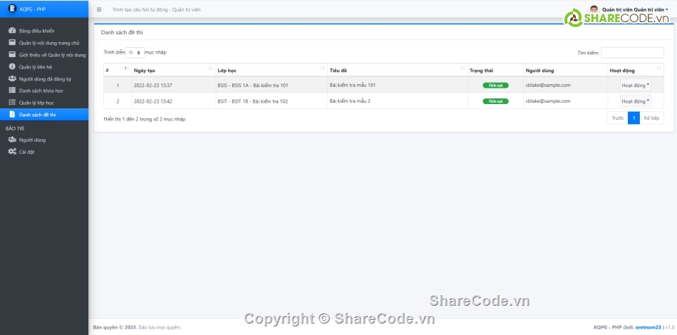 tạo đề thi,đề thi tự động,Hệ thống tự động
