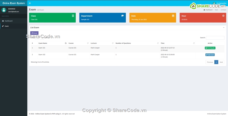 thi trực tuyến,hệ thống thi,phan mem codeigniter
