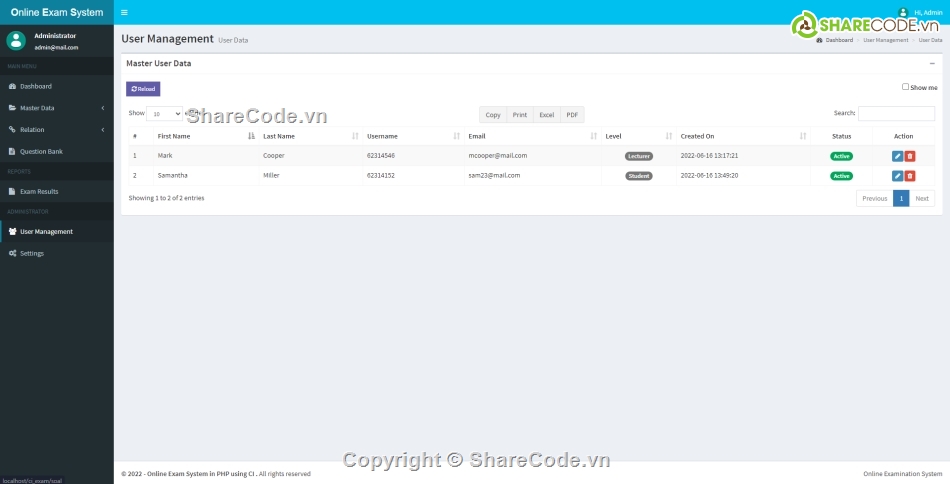 thi trực tuyến,đơn giản,website PHP đơn giản
