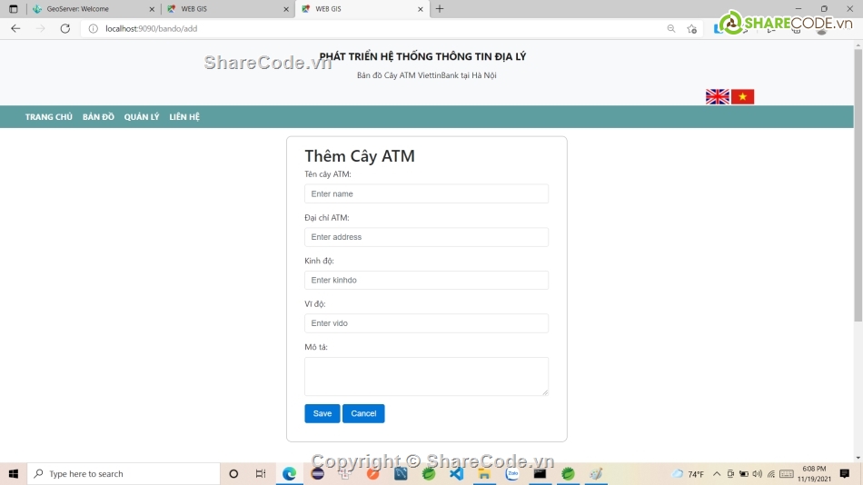 ATM,Web thông tin,Hệ thống thông tin không gian,Báo cáo đồ án,Hà Nội