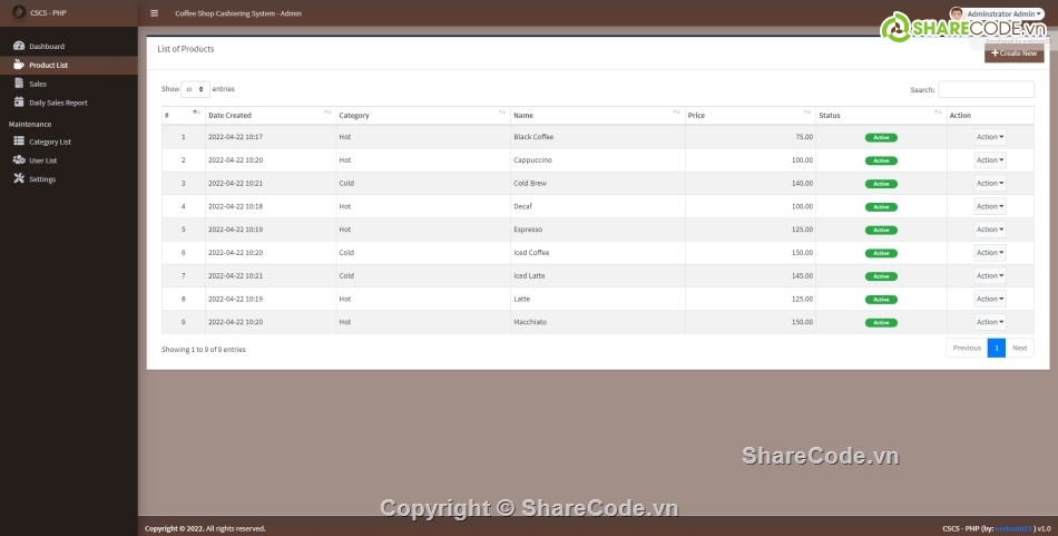 quán lý cà phê,quán cà phê web,thu ngân