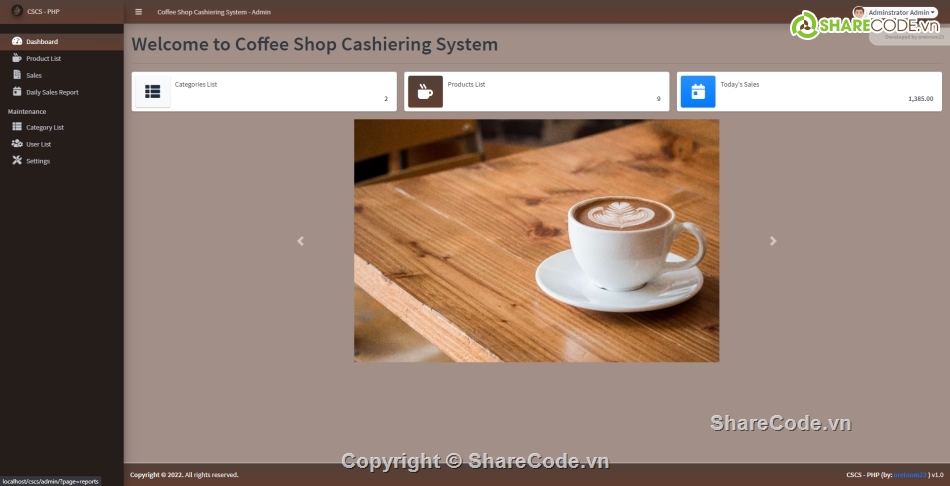 quán lý cà phê,quán cà phê web,thu ngân