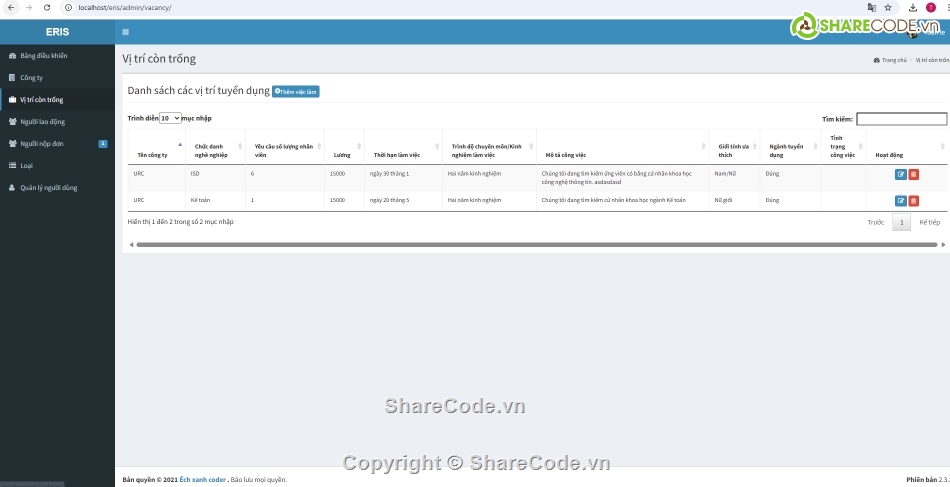 SQL,tìm việc,Ứng dụng tìm kiếm việc làm