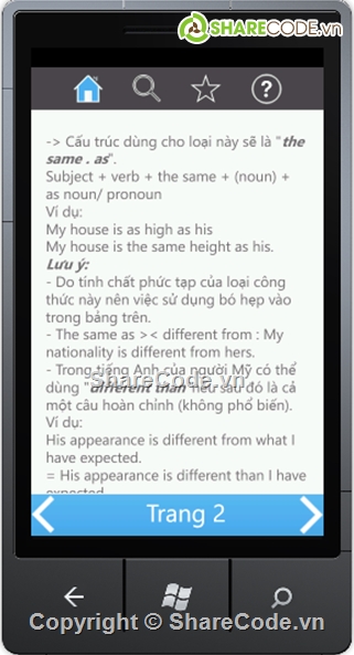 Ứng dụng ngữ pháp,windows phone,ứng dụng windows phone,Ứng dụng học ngữ pháp,EnglishGramar TOEIC