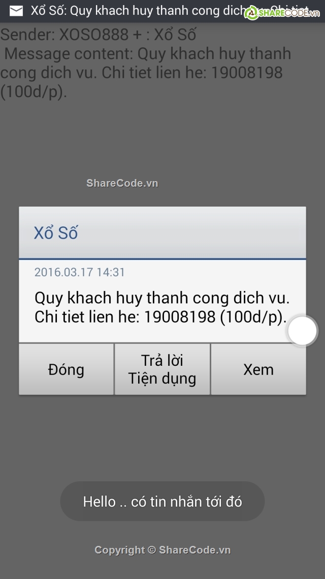 ứng dụng android,Android studio,SMS receive,Intent for SMS,SMS Receive