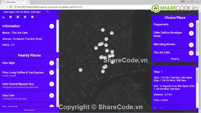 Google Map API,code javascript hay,bản đồ,code tìm đường đi ngắn nhất,Style Google Map,Các địa điểm xung quanh