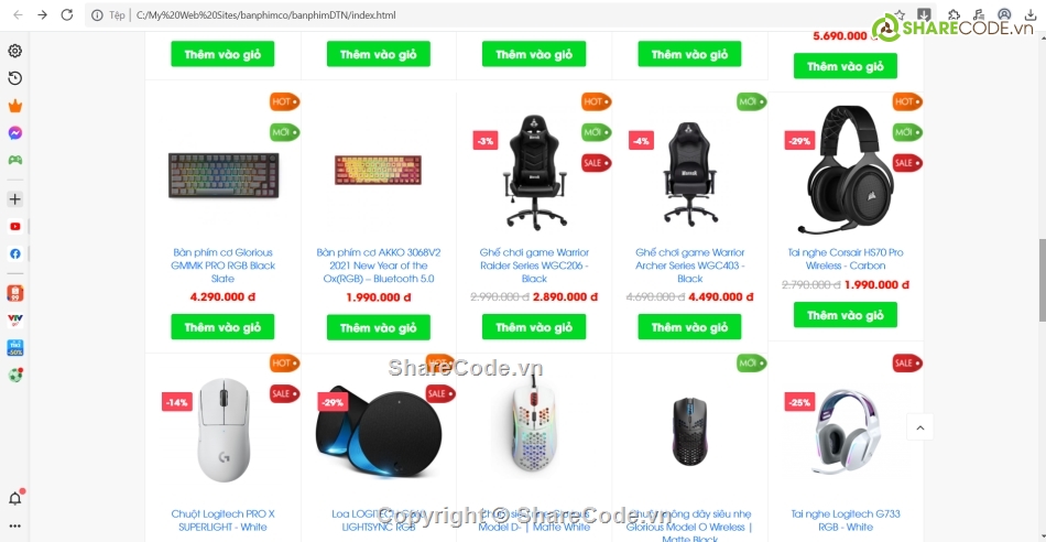 website bán hàng,bán phụ kiện,shop bán bàn phím