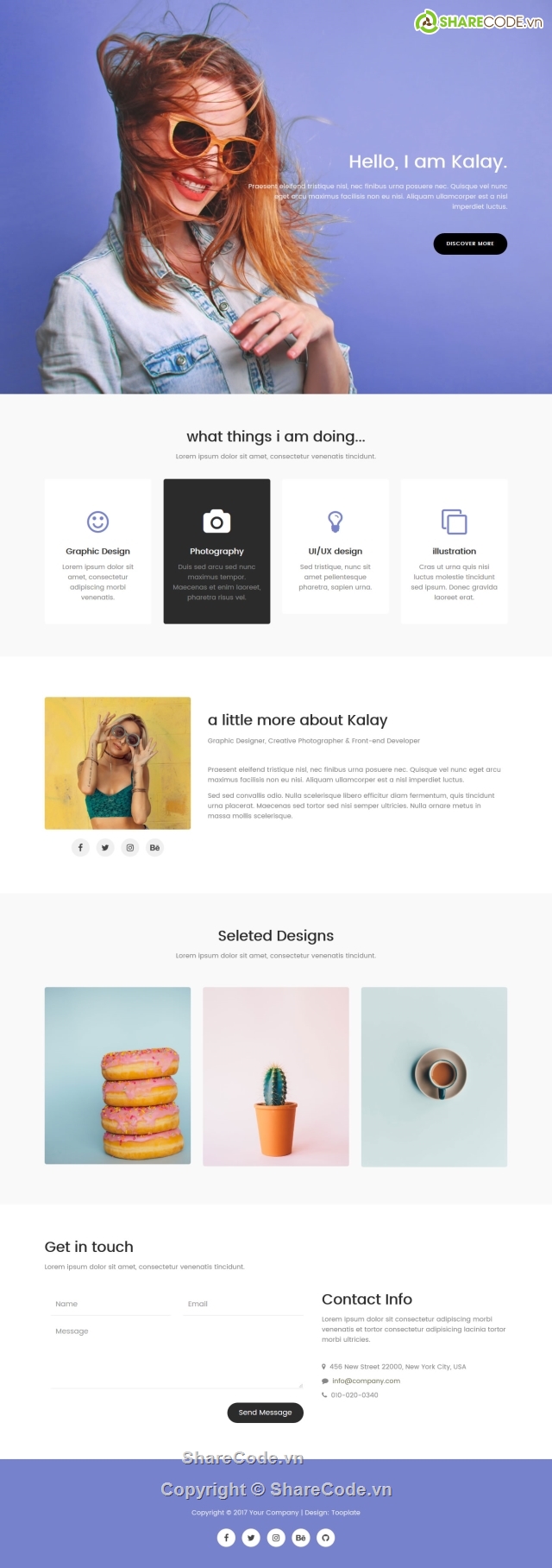 Kalay,Bootstrap,HTML template,Landing page,Personal,Portfolio