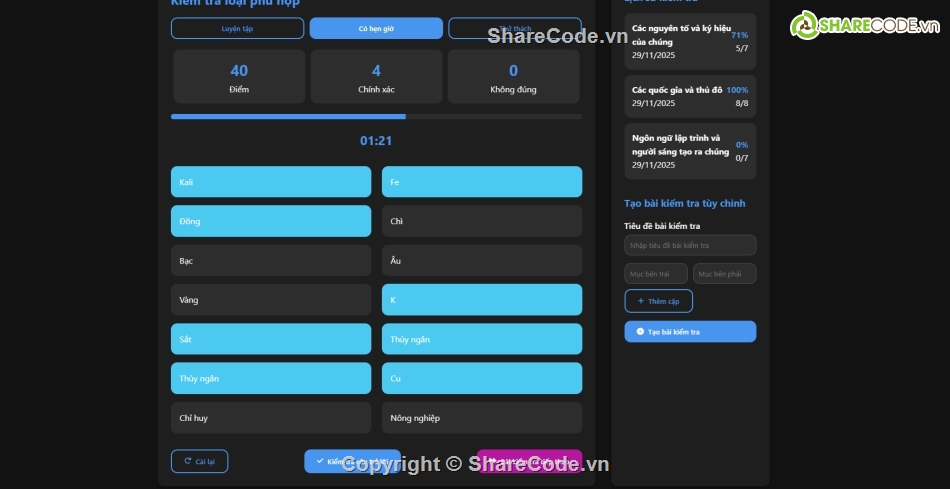 Kiểm tra,code test,tạo test
